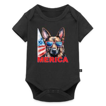 Independence Day 4th of July German Shepherd America - Baby Premium short-sleeve bodysuit - black - Front