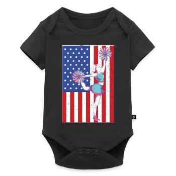 USA Flagge Sport Cheerleader Geschenk Cheerleading - Baby Premium Kurzarmbody - Schwarz - Vorne