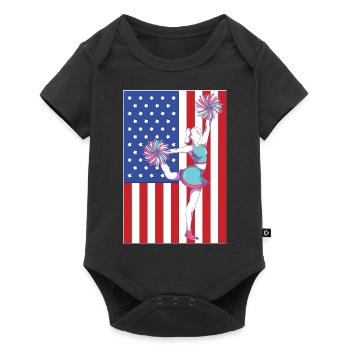 Sport Cheerleading Geschenk USA Flagge Cheerleader - Baby Premium Kurzarmbody - Schwarz - Vorne