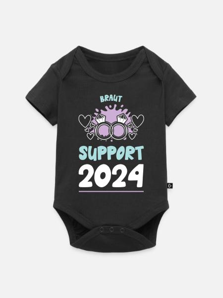 Braut Support 2024 Hochzeit - Baby Premium Kurzarmbody - Schwarz