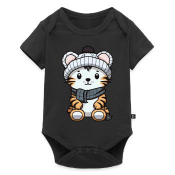 Tiger Winter Animal Cute Comic - Baby Premium short-sleeve bodysuit - black - Front