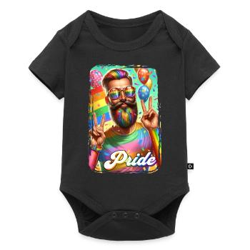 Pride Gay CSD Love LGBTQ Farben des Regenbogens - Baby Premium Kurzarmbody - Schwarz - Vorne