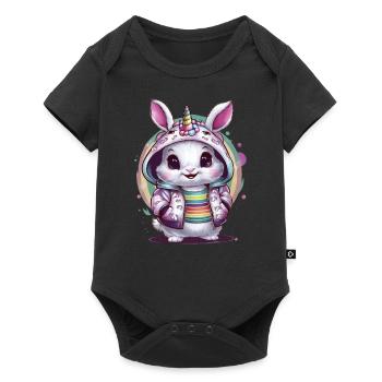 Lapin licorne kawaii - Body à manches courtes Premium Bébé - noir - Devant