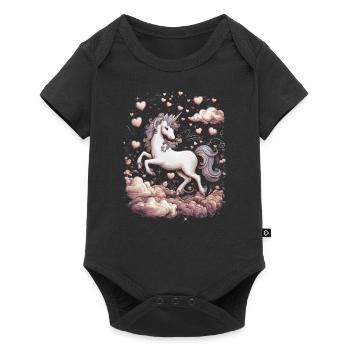 Magical Unicorn with Hearts - Baby Premium short-sleeve bodysuit - black - Front