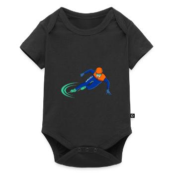 shorttrack eisschnelllauf schlittschuh geschenk - Baby Premium Kurzarmbody - Schwarz - Vorne