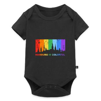 Hamburg is colorful Regenbogen LGBT CSD Gay Pride - Baby Premium Kurzarmbody - Schwarz - Vorne