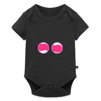 runde Sonnenbrille 2311 - Baby Premium Kurzarmbody - Schwarz - Vorne