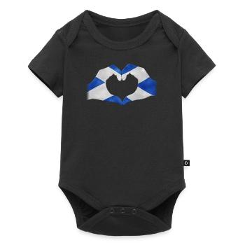 Touchez coeur Ecosse drapeau 010 modèles ronds - Body à manches courtes Premium Bébé - noir - Devant
