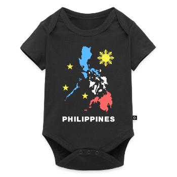 Philippinen Flagge Karte Design für stolze Pinoys - Baby Premium Kurzarmbody - Schwarz - Vorne