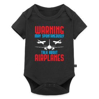 Warning Airplanes Talk Pilot Aircraft Gift - Baby Premium short-sleeve bodysuit - black - Front
