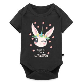 Lapin licorne - Body à manches courtes Premium Bébé - noir - Devant