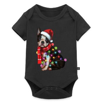 Chien Boston Terrier de Noël - Drôle de chiot de Noël - Body à manches courtes Premium Bébé - noir - Devant