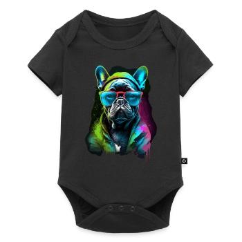 French Bulldog Sunglasses Dog Frenchie - Baby Premium short-sleeve bodysuit - black - Front