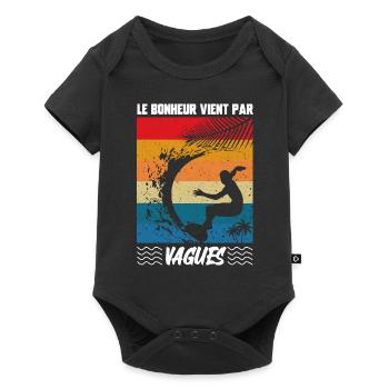 le bonheur vient par vagues - Body à manches courtes Premium Bébé - noir - Devant