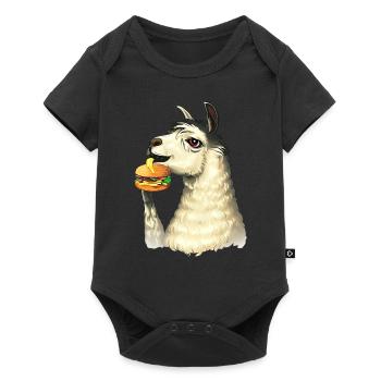 Lama mangeur de cheeseburger - Body à manches courtes Premium Bébé - noir - Devant