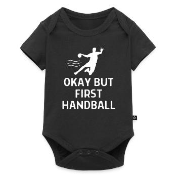 Handball Handballer Spruch Geschenk - Baby Premium Kurzarmbody - Schwarz - Vorne