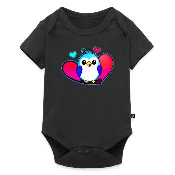 Cute colorful bird with hearts - Baby Premium short-sleeve bodysuit - black - Front