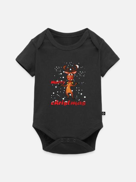 Rentier Rudolf rote Nase Weihnachten merry xmas - Baby Premium Kurzarmbody - Schwarz