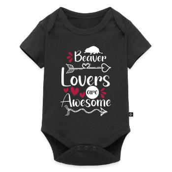 Animal Bober Tree - Baby Premium short-sleeve bodysuit - black - Front