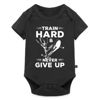 Crosstrainer Fitnessstudio Sport Lifestyle - Baby Premium Kurzarmbody - Schwarz - Vorne