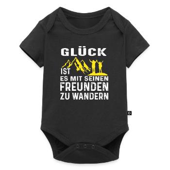 Berge - Glück ist es mit Freunden zu wandern - Baby Premium Kurzarmbody - Schwarz - Vorne