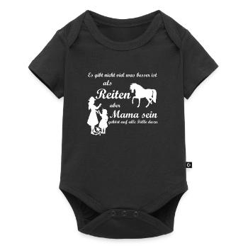 Reiten und Mama - Baby Premium Kurzarmbody - Schwarz - Vorne