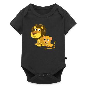 Lion couple Lion Lion Bande DessinE Lion - Body à manches courtes Premium Bébé - noir - Devant