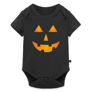 Helloween Kürbis Gesicht gruselig Kostüm - Baby Premium Kurzarmbody - Schwarz - Vorne