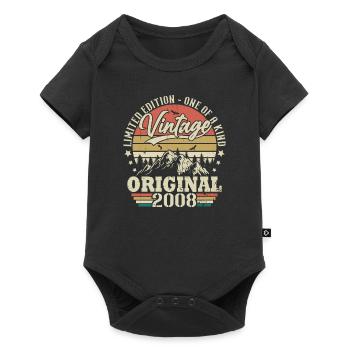 Vintage Original Geburtstag Geschenkidee 2008 - Baby Premium Kurzarmbody - Schwarz - Vorne