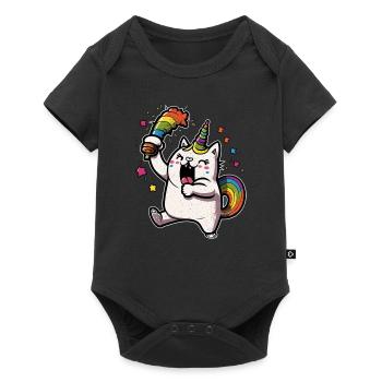 Fluffy Unicorn Cat - Baby Premium short-sleeve bodysuit - black - Front