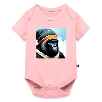 Gorille cool avec chapeau d’hiver et écharpe - Body à manches courtes Premium Bébé - rose - Devant