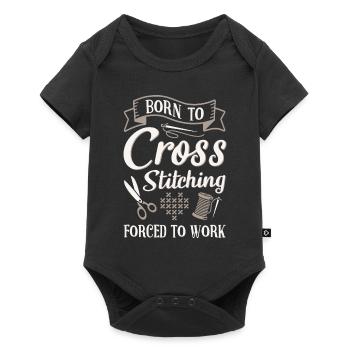 Né au point de croix forcé de travailler - Body à manches courtes Premium Bébé - noir - Devant