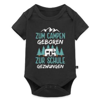 Camping Campingplatz Kinder Camper Wohnmobil - Baby Premium Kurzarmbody - Schwarz - Vorne