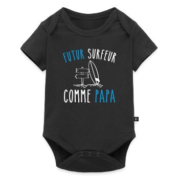 futur surfeur comme papa - Body à manches courtes Premium Bébé - noir - Devant