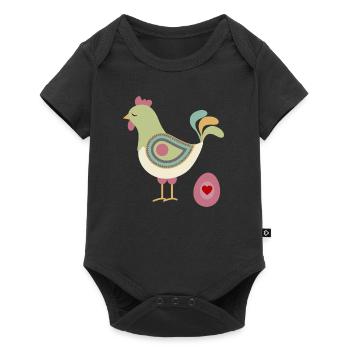 Henne mit Ei - Baby Premium Kurzarmbody - Schwarz - Vorne
