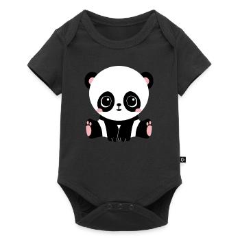 panda bear baer baby bamboo bambus64 - Baby Premium Kurzarmbody - Schwarz - Vorne