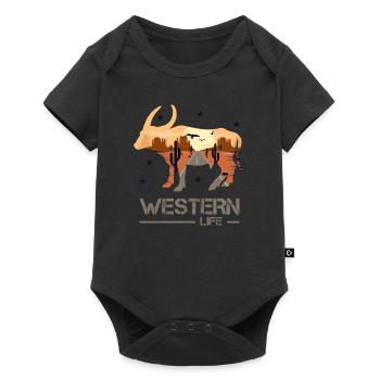 Western - Baby Premium Kurzarmbody - Schwarz - Vorne