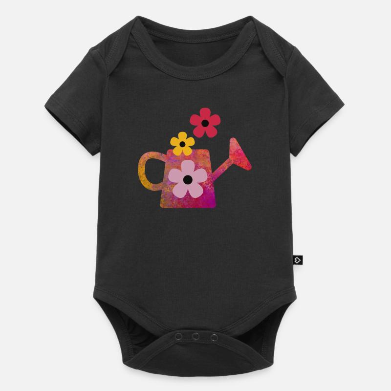 Arrosoir rouge avec des fleurs - Body à manches courtes Premium Bébé - noir