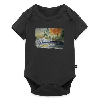 Fluss im Wald von Erika Pfeiffer - Baby Premium Kurzarmbody - Schwarz - Vorne
