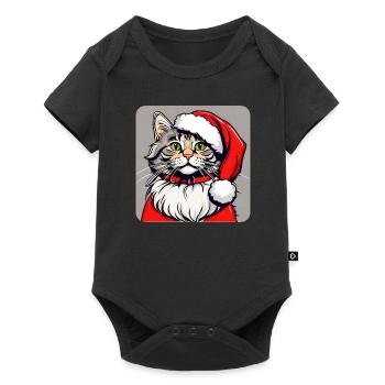 Cute Christmas Cat - Baby Premium short-sleeve bodysuit - black - Front