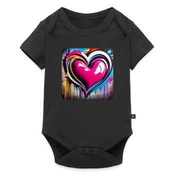 Heart in graffiti style - Baby Premium short-sleeve bodysuit - black - Front