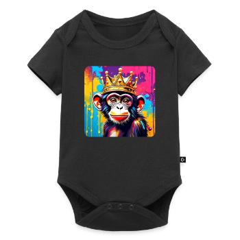 Cute monkey with crown in graffiti style - Baby Premium short-sleeve bodysuit - black - Front