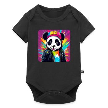 Ours panda coloré cool dans le style graffiti - Body à manches courtes Premium Bébé - noir - Devant