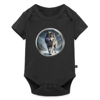 Wolf Animal - 1 - Baby Premium short-sleeve bodysuit - black - Front