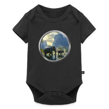 Elephant Animal - 2 - Baby Premium short-sleeve bodysuit - black - Front