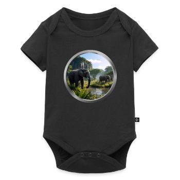 Elephant Animal - 4 - Baby Premium short-sleeve bodysuit - black - Front