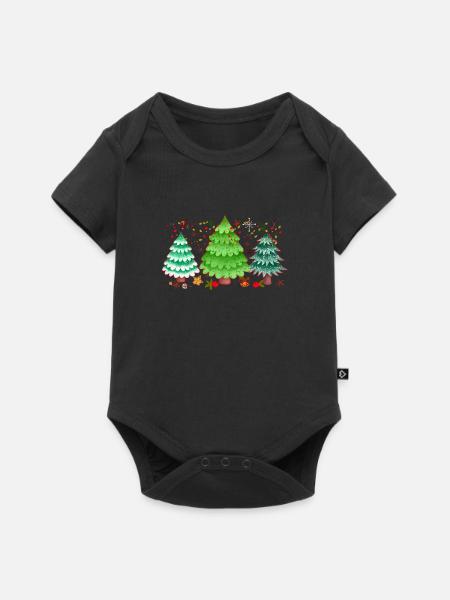 Weihnachtsbäume, Frohe Weihnachten, Weihnachten - Baby Premium Kurzarmbody - Schwarz
