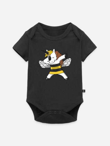 Biene Einhorn unicorn bee Imkerin dabbing dab - Baby Premium Kurzarmbody - Schwarz