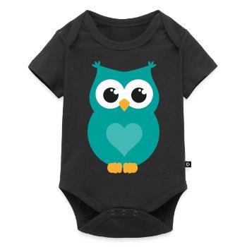 Eule - Baby Premium Kurzarmbody - Schwarz - Vorne