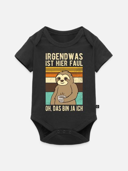 Faultier Irgendwas ist hier Faul - Baby Premium Kurzarmbody - Schwarz